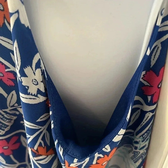 Old Navy Dress Long Women Small Bird Floral Print Blue Sleeveless Lined Cottage - Picture 17 of 17